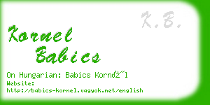 kornel babics business card